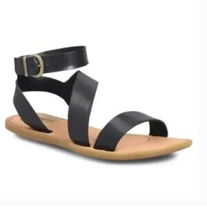 Born Leah Leather Sandals 7 Black NWOT Ankle Strap Comfort Travel Boho Coastal